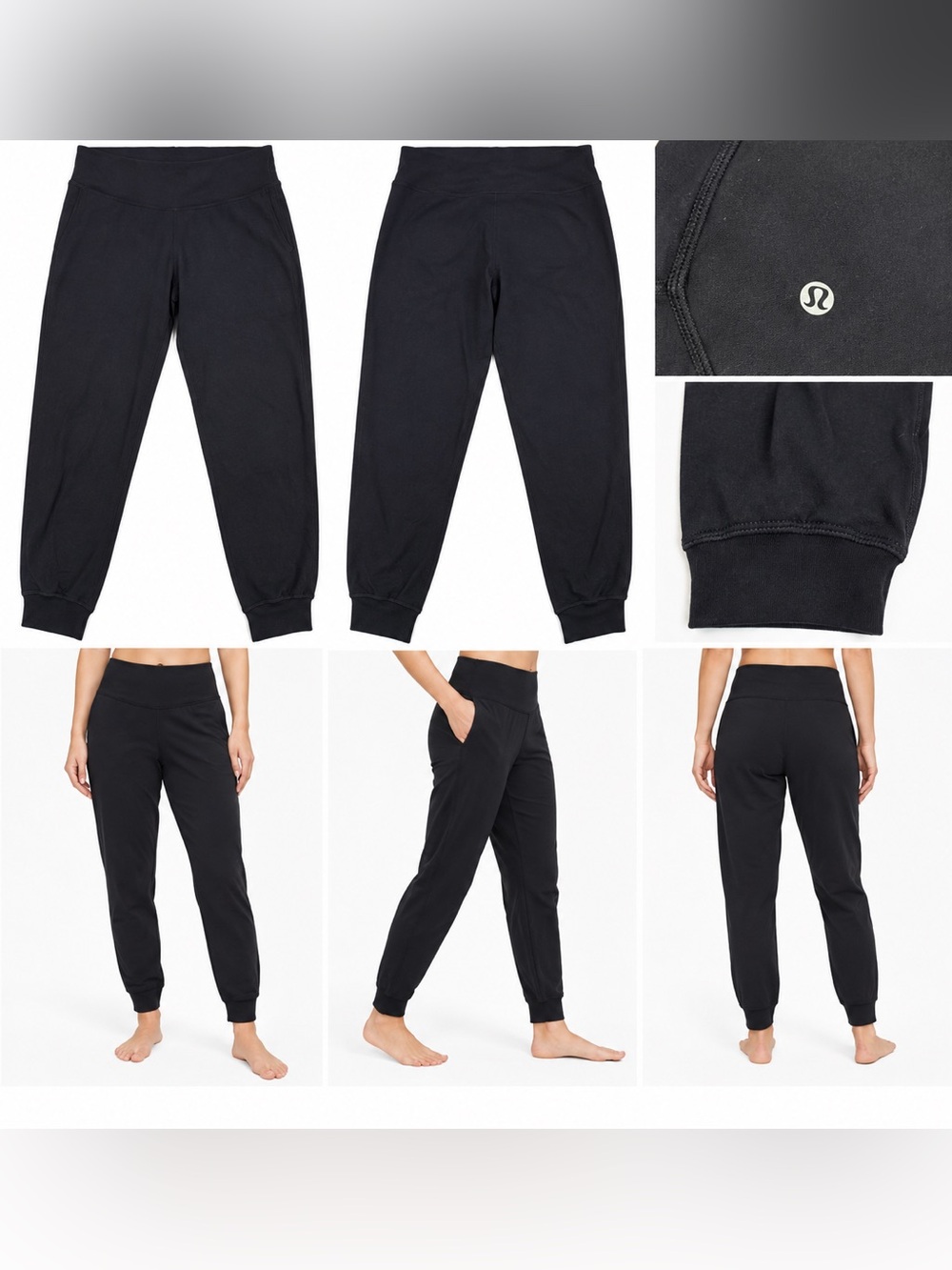 Lululemon Black High Rise Jogger Pants Tapered Cuffed